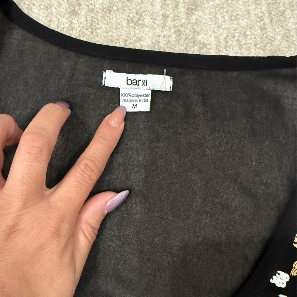 Bar III Black Sheer Blouse - Picture 3 of 3